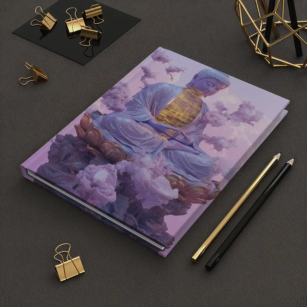 Buddha Statue Lotus Cloud Purple Sky – Notebooks