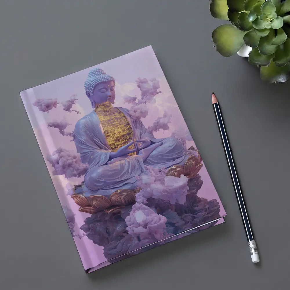 Buddha Statue Lotus Cloud Purple Sky – Notebooks