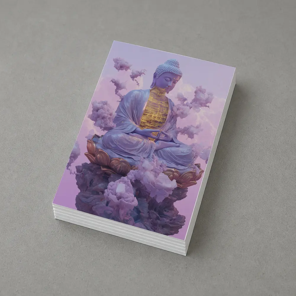 Buddha Statue Lotus Cloud Purple Sky – Postcards