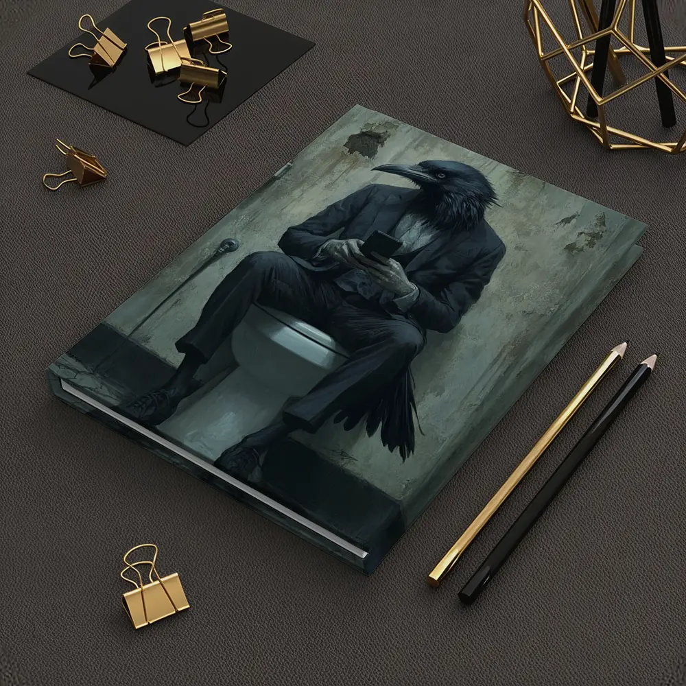 Crow In Suit On Toilet Dark Art – Notebooks
