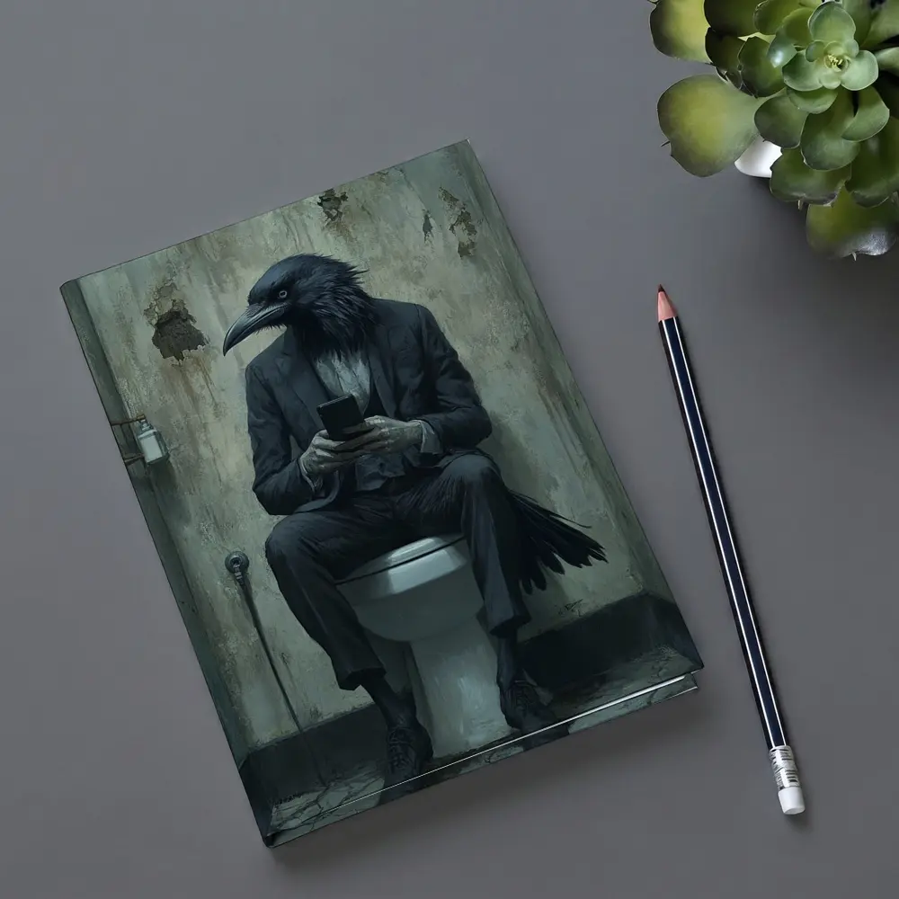 Crow In Suit On Toilet Dark Art – Notebooks