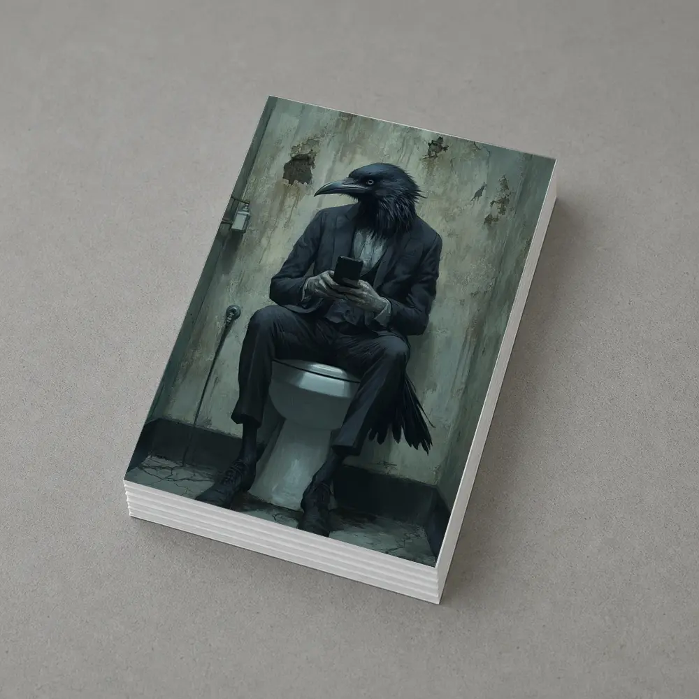 Crow In Suit On Toilet Dark Art – Postcards