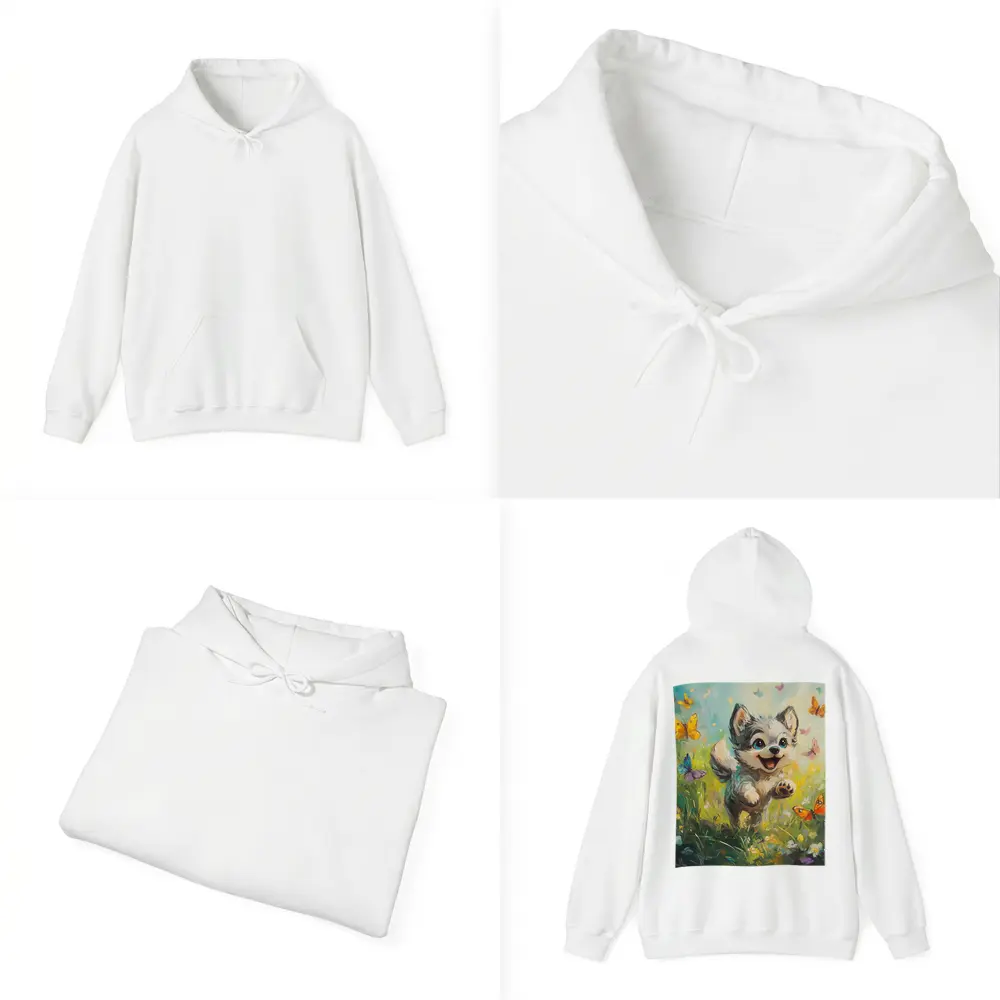 Happy Puppy Chasing Butterflies In Meadow – Hoodies