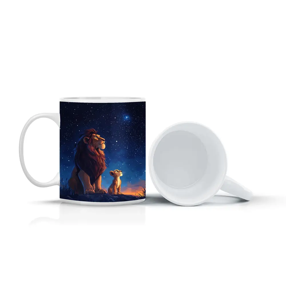 Lion And Cub Starry Night Sky Art – Mugs
