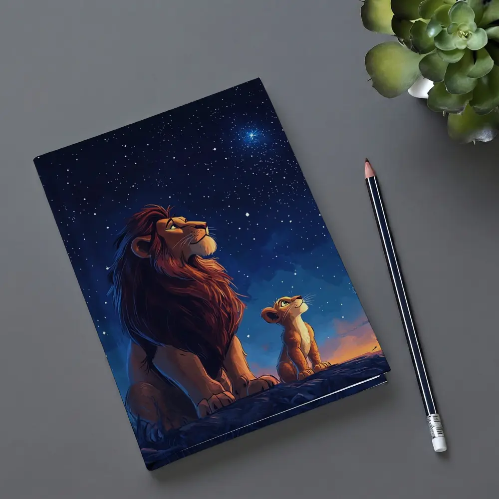 Lion And Cub Starry Night Sky Art – Notebooks