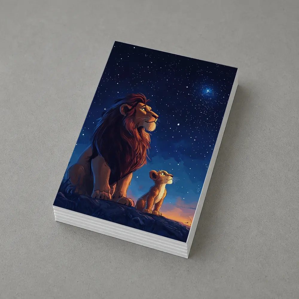 Lion And Cub Starry Night Sky Art – Postcards