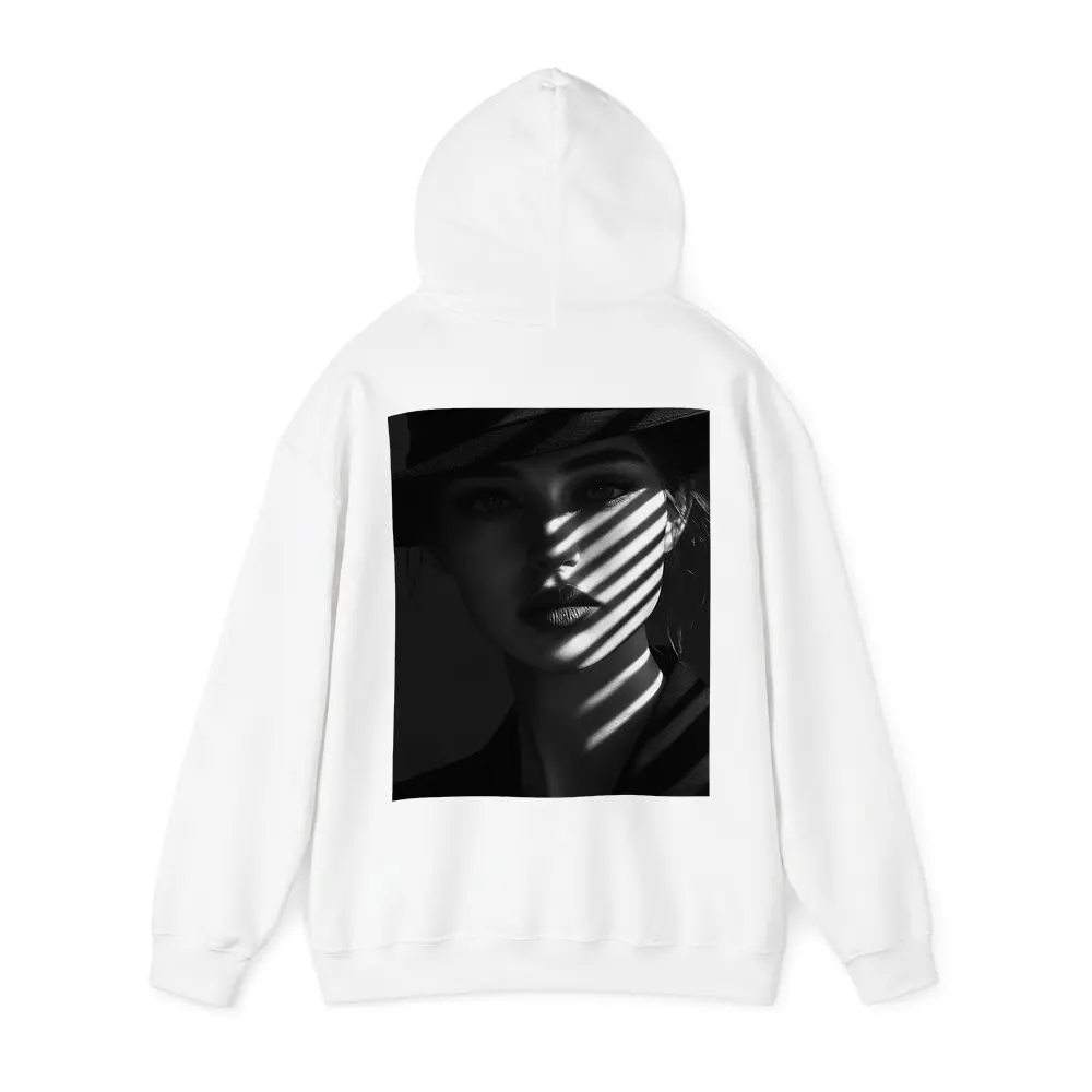 Woman in Black Hat Shadow Light Portrait – Hoodies