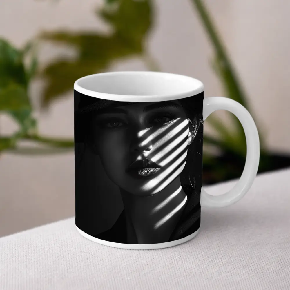 Woman in Black Hat Shadow Light Portrait – Mugs