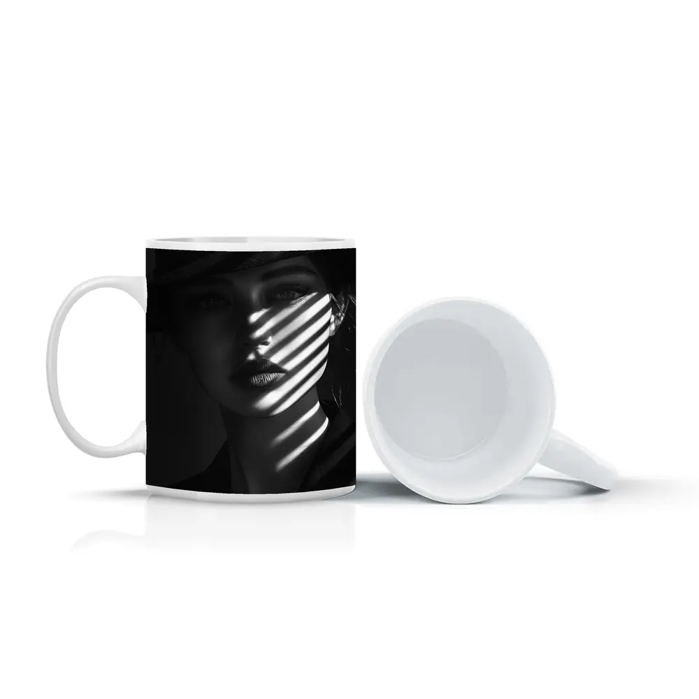 Woman in Black Hat Shadow Light Portrait – Mugs