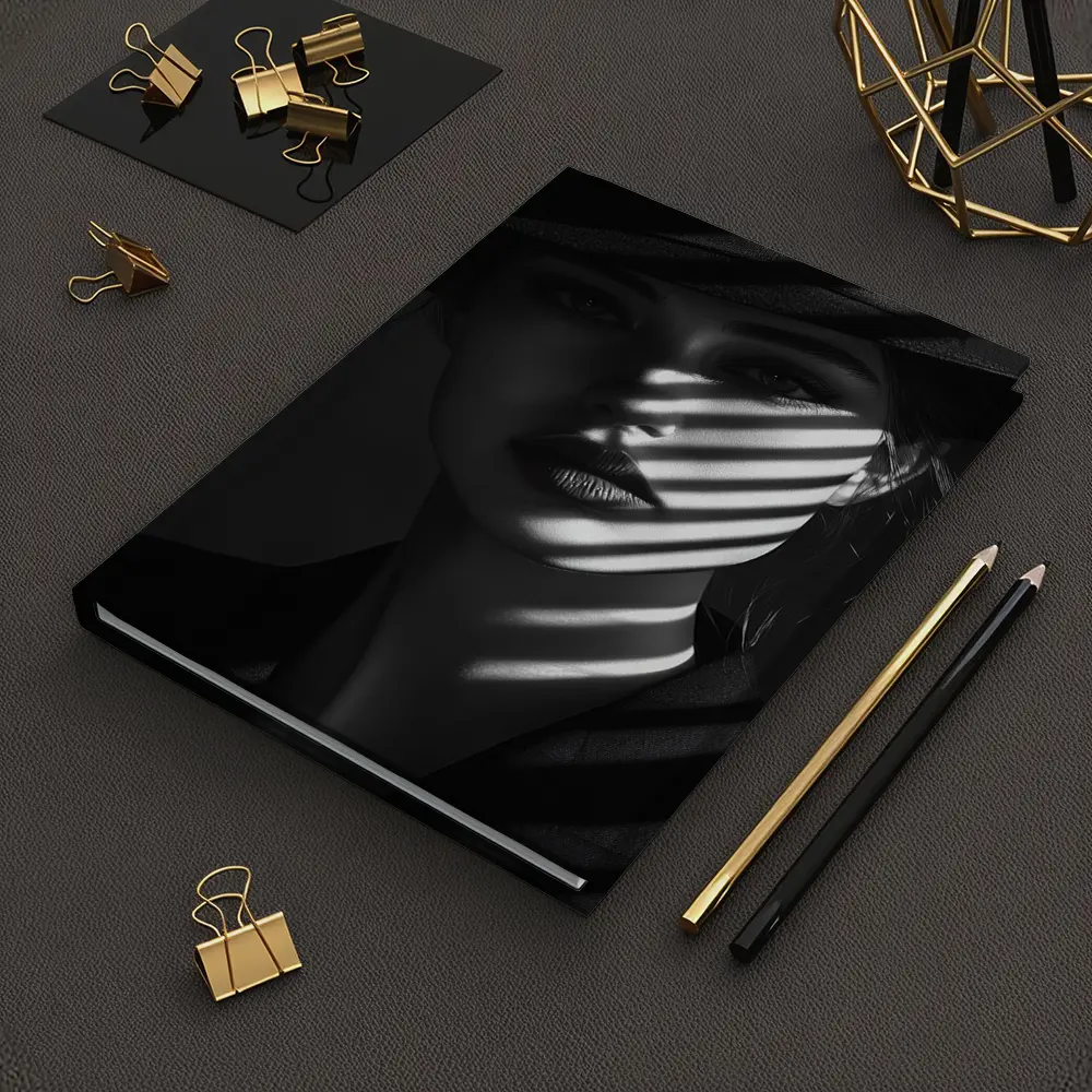 Woman in Black Hat Shadow Light Portrait – Notebooks
