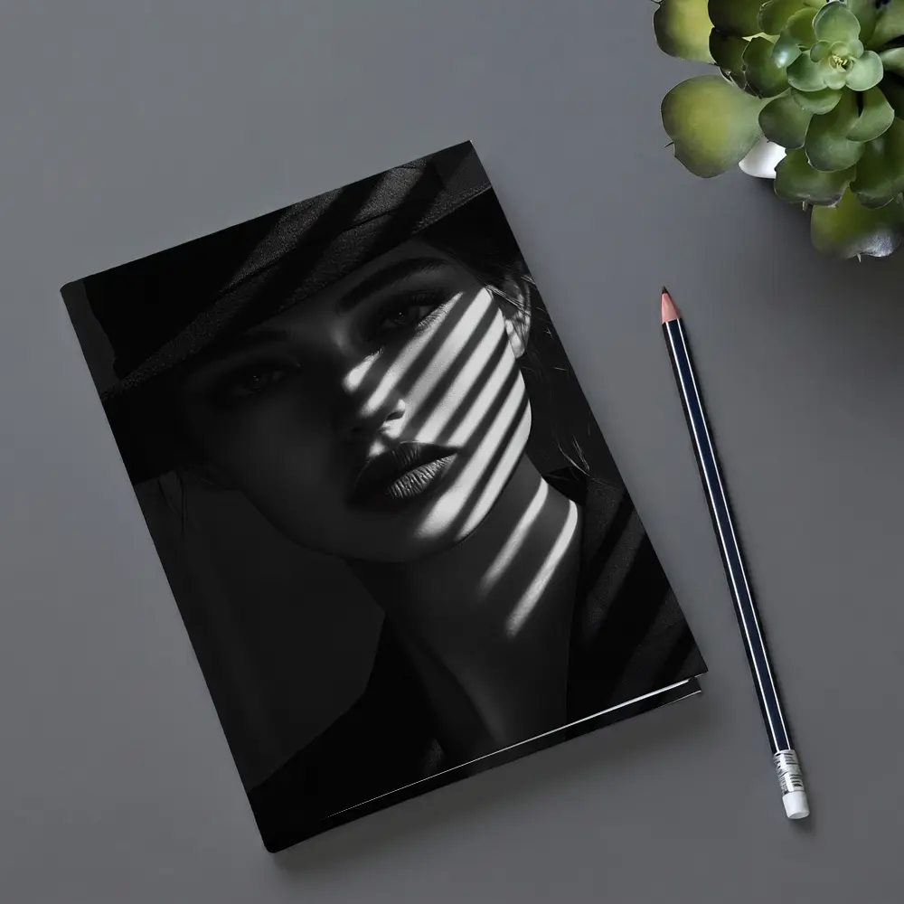 Woman in Black Hat Shadow Light Portrait – Notebooks