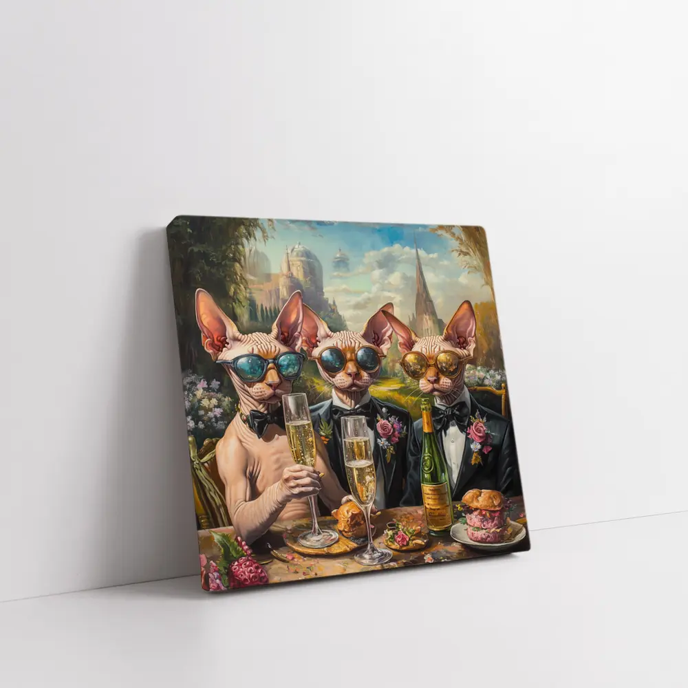 Sphynx Cats Champagne Toast Garden Party – Wall Art