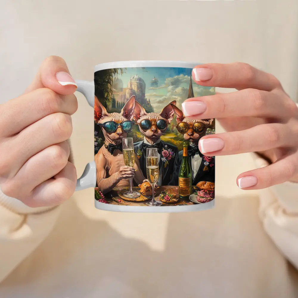 Sphynx Cats Champagne Toast Garden Party – Mugs