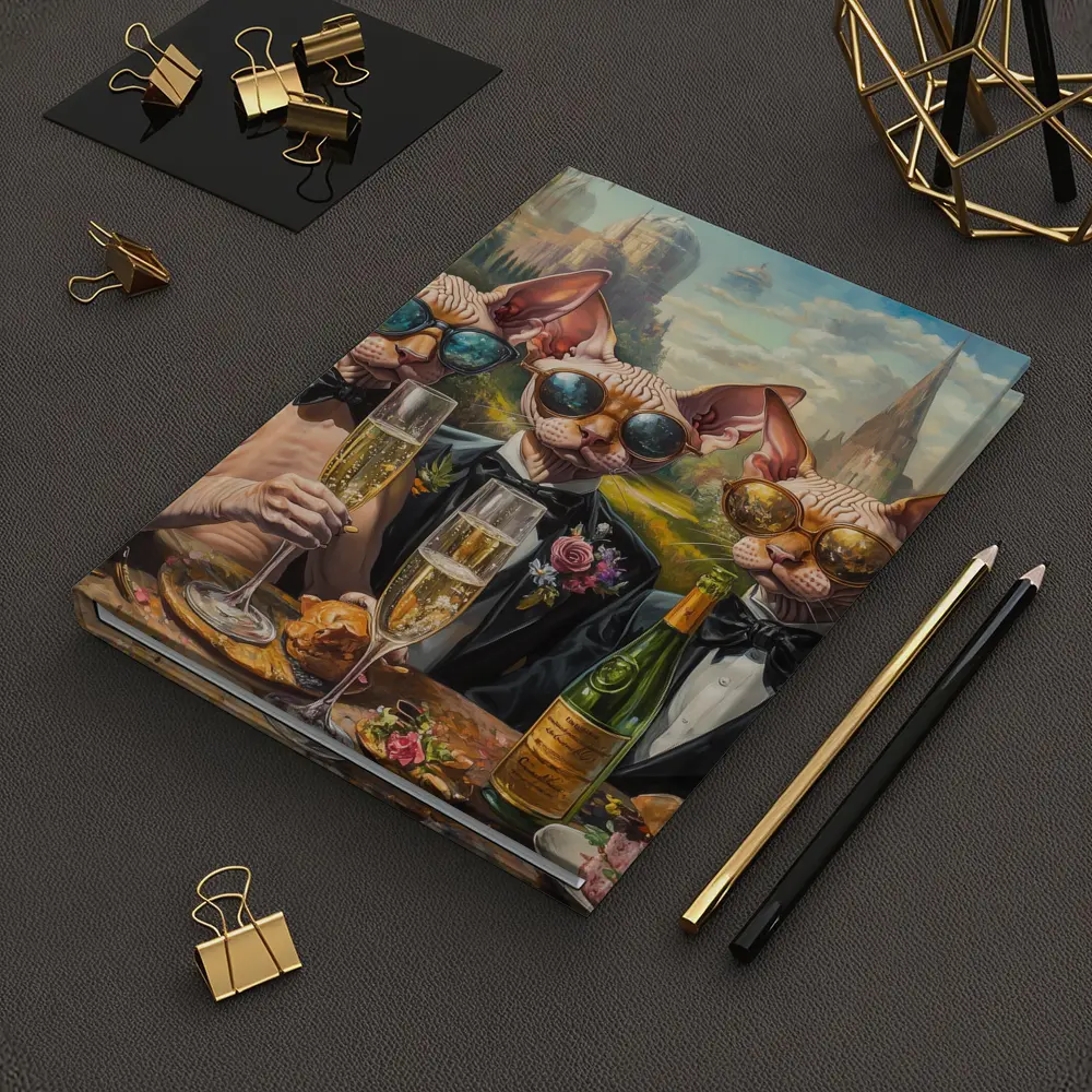 Sphynx Cats Champagne Toast Garden Party – Notebooks
