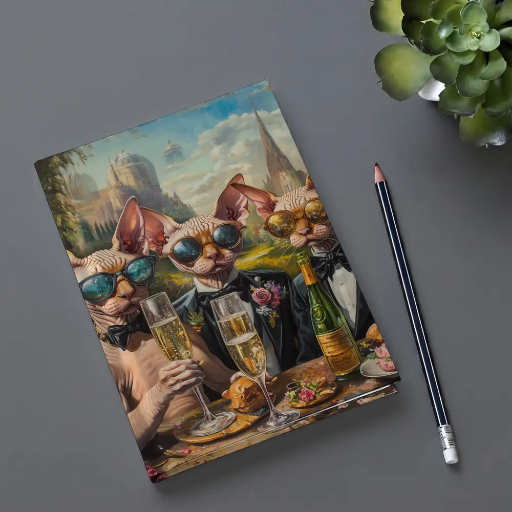 Sphynx Cats Champagne Toast Garden Party – Notebooks