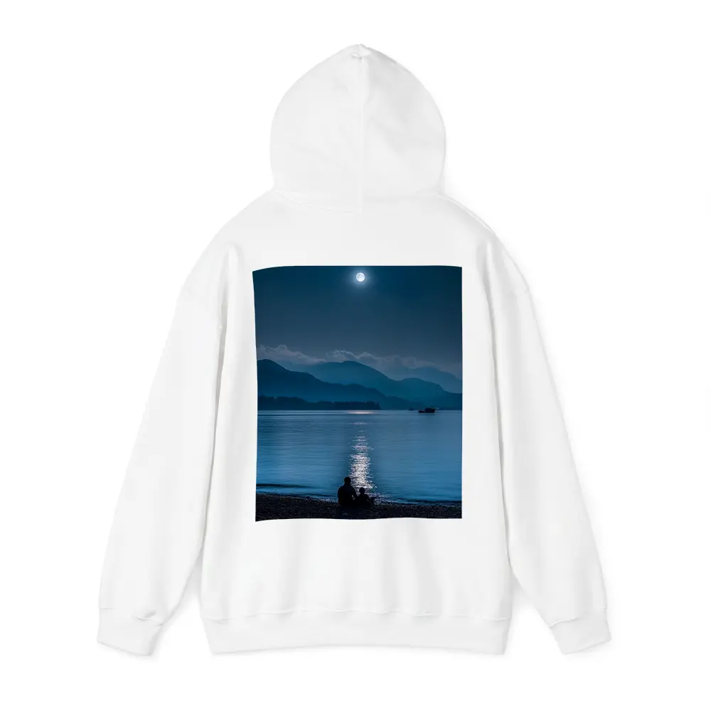 Moonlit Lake Shore Silhouette Mountain Night – Hoodies