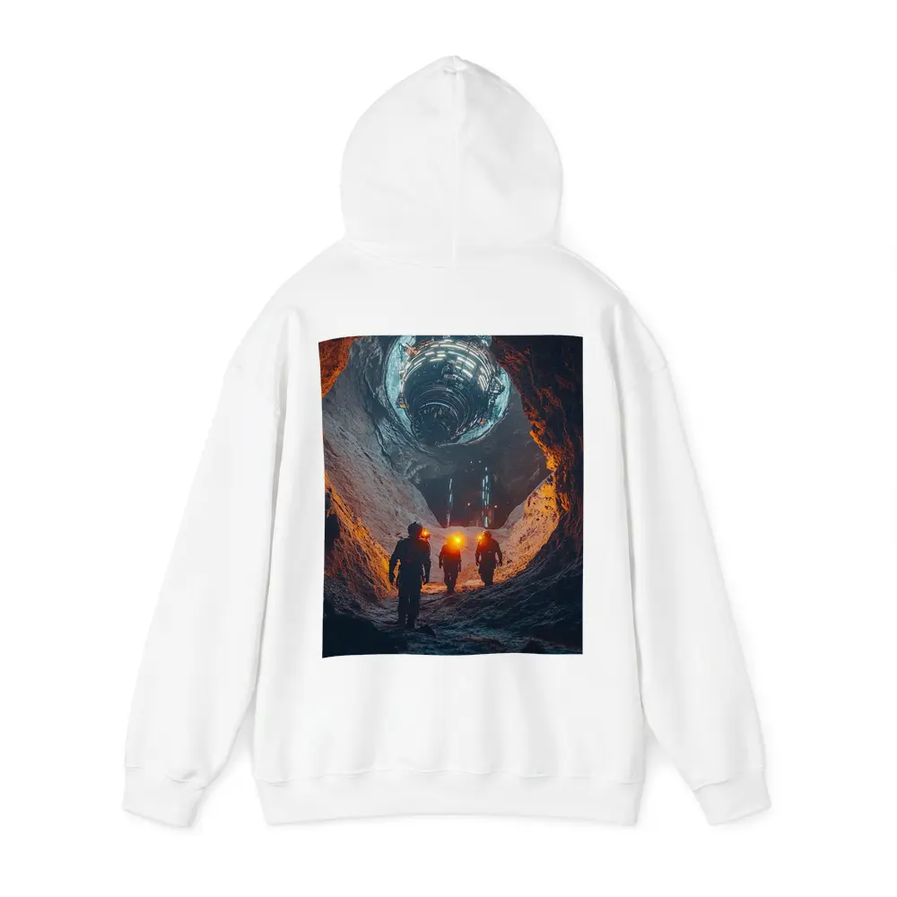 Astronauts Walking Through Glowing Sci Fi Cave – Hoodies