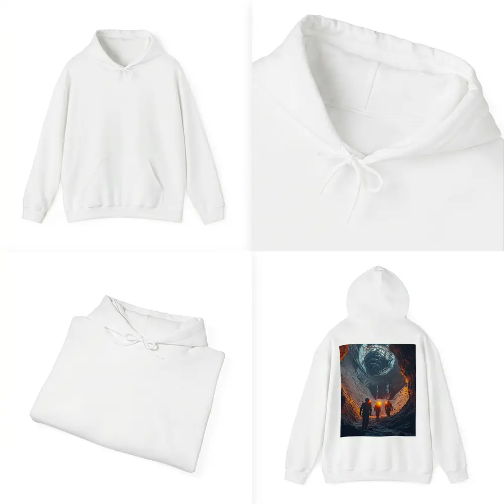 Astronauts Walking Through Glowing Sci Fi Cave – Hoodies