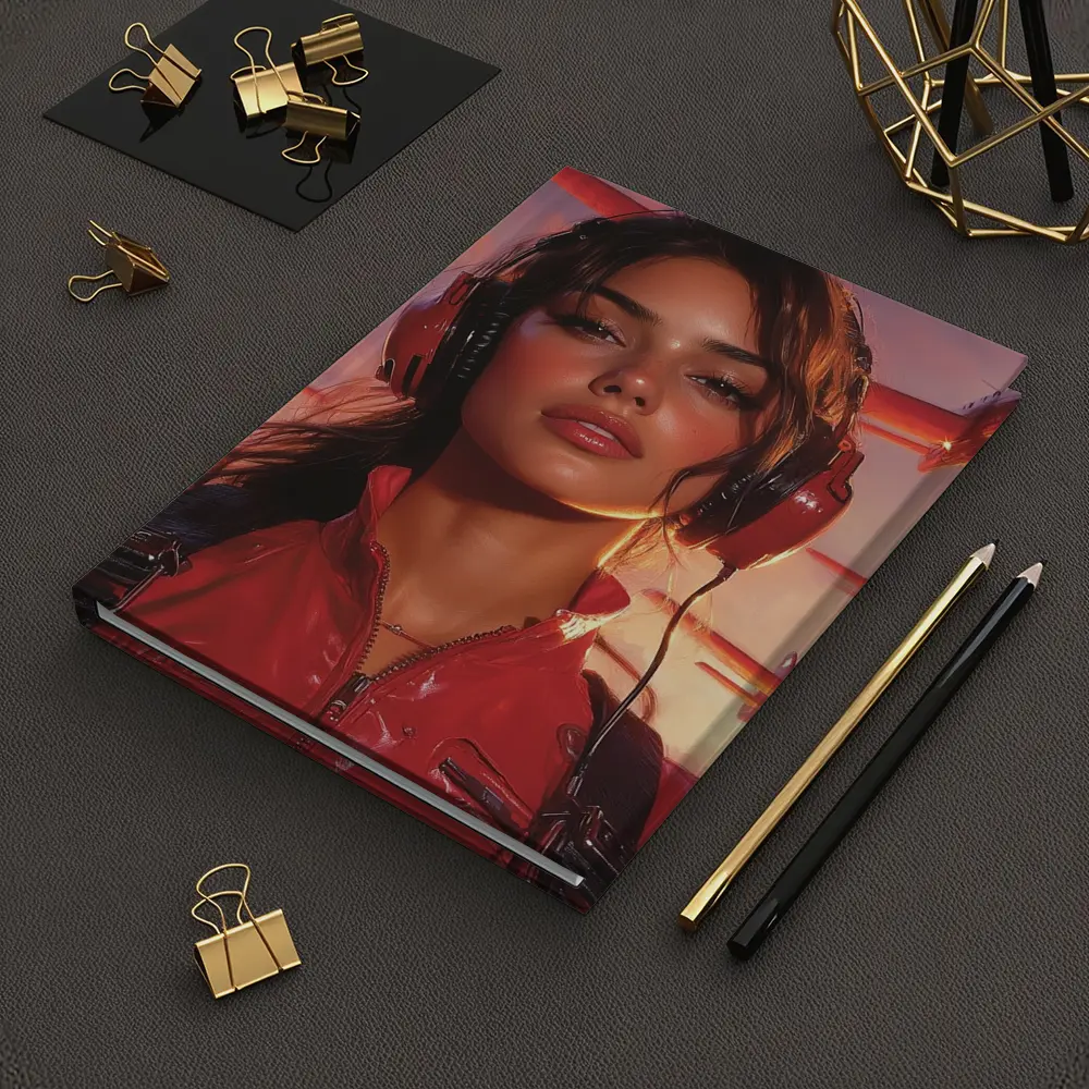 Female Pilot Red Jumpsuit Airplanes Sky – Notebooks