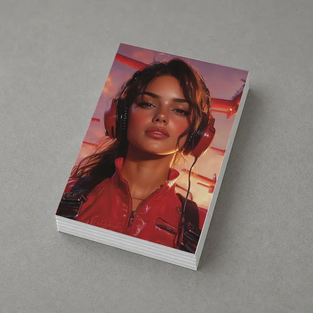 Female Pilot Red Jumpsuit Airplanes Sky – Postcards