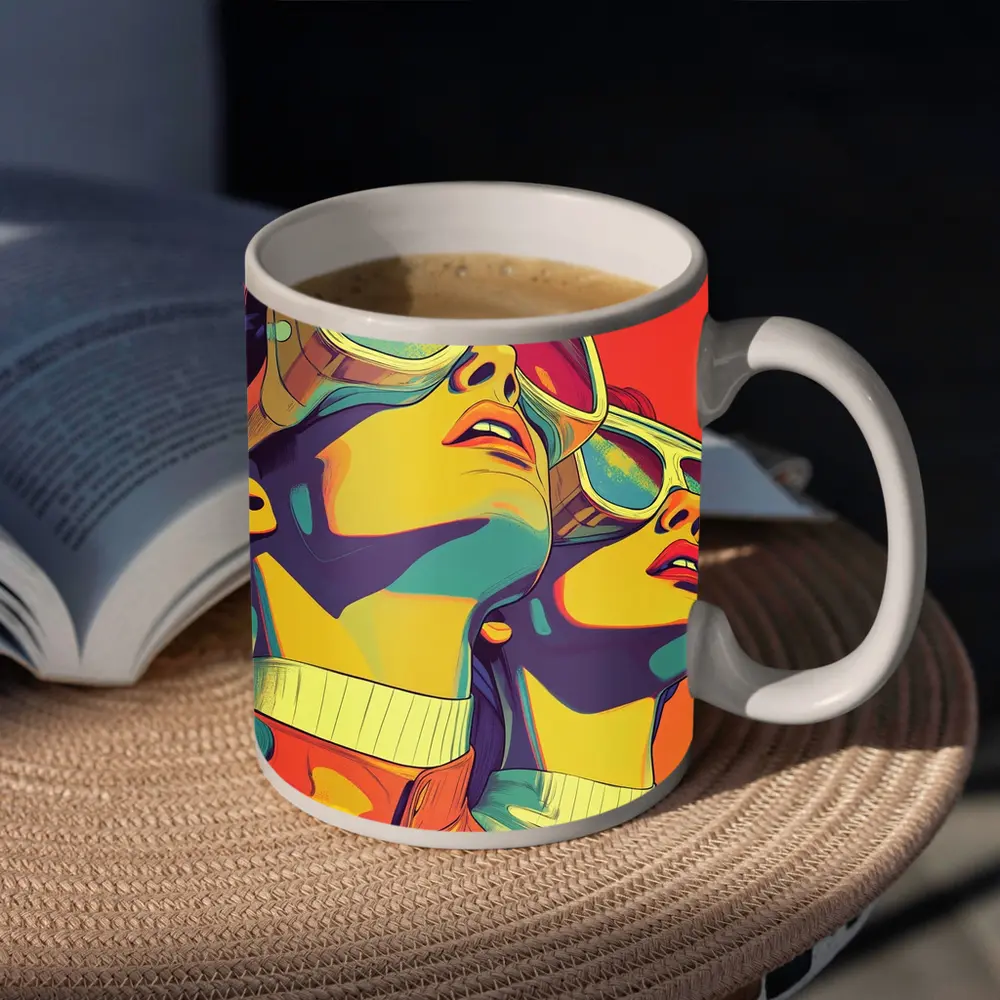 Retro Women Pop Art Bold Color – Mugs