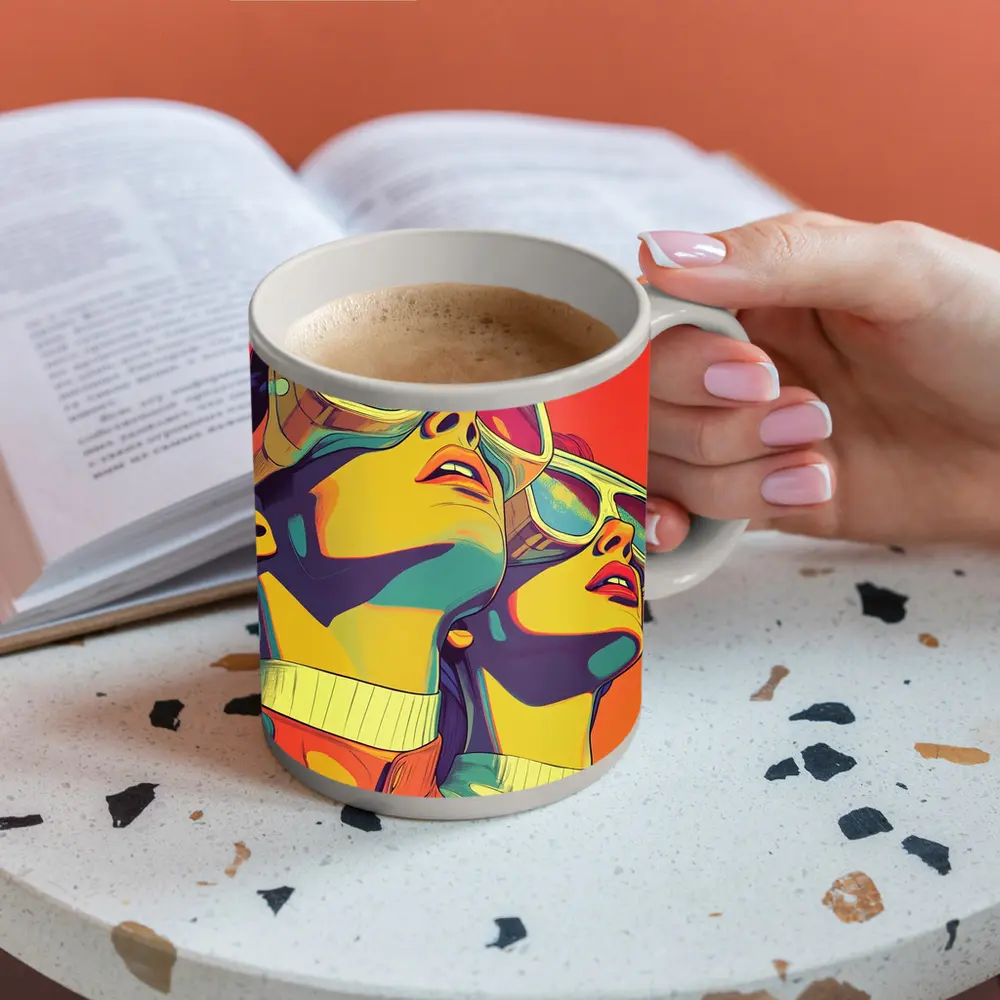 Retro Women Pop Art Bold Color – Mugs