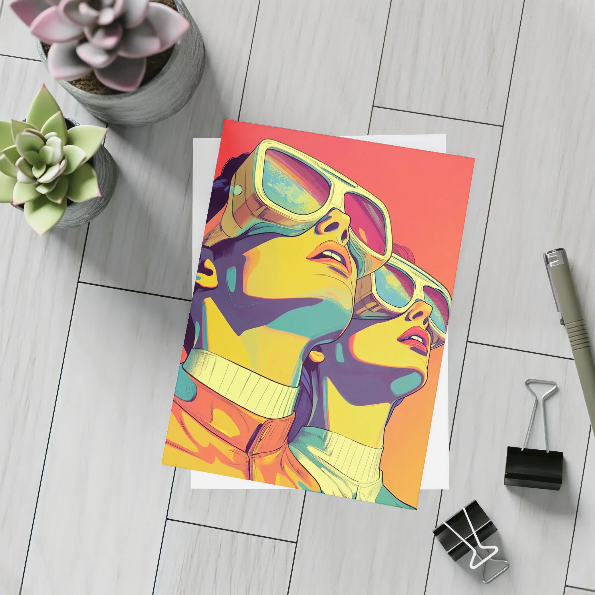 Retro Women Pop Art Bold Color – Postcards