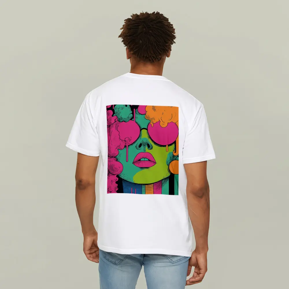 Pop Art Woman Face Neon Colors Illustration – T-Shirts