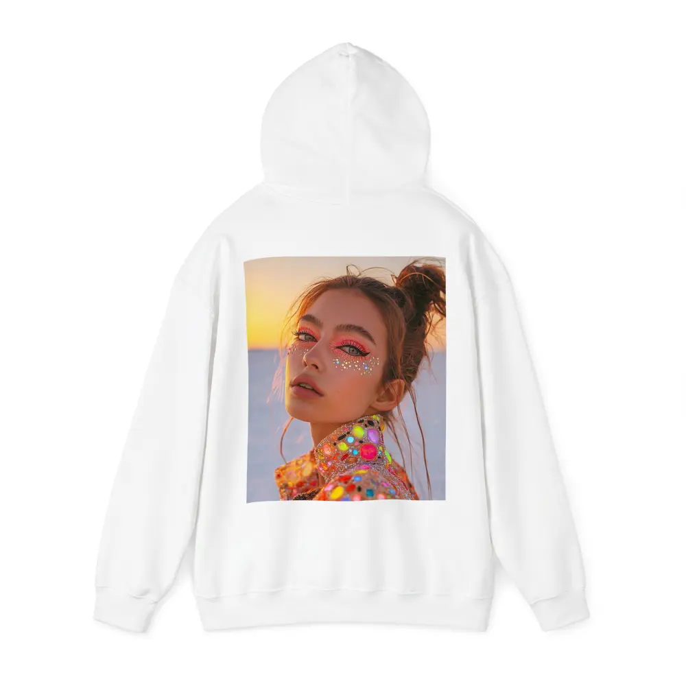 Festival Makeup Woman Gems Sunset Desert – Hoodies