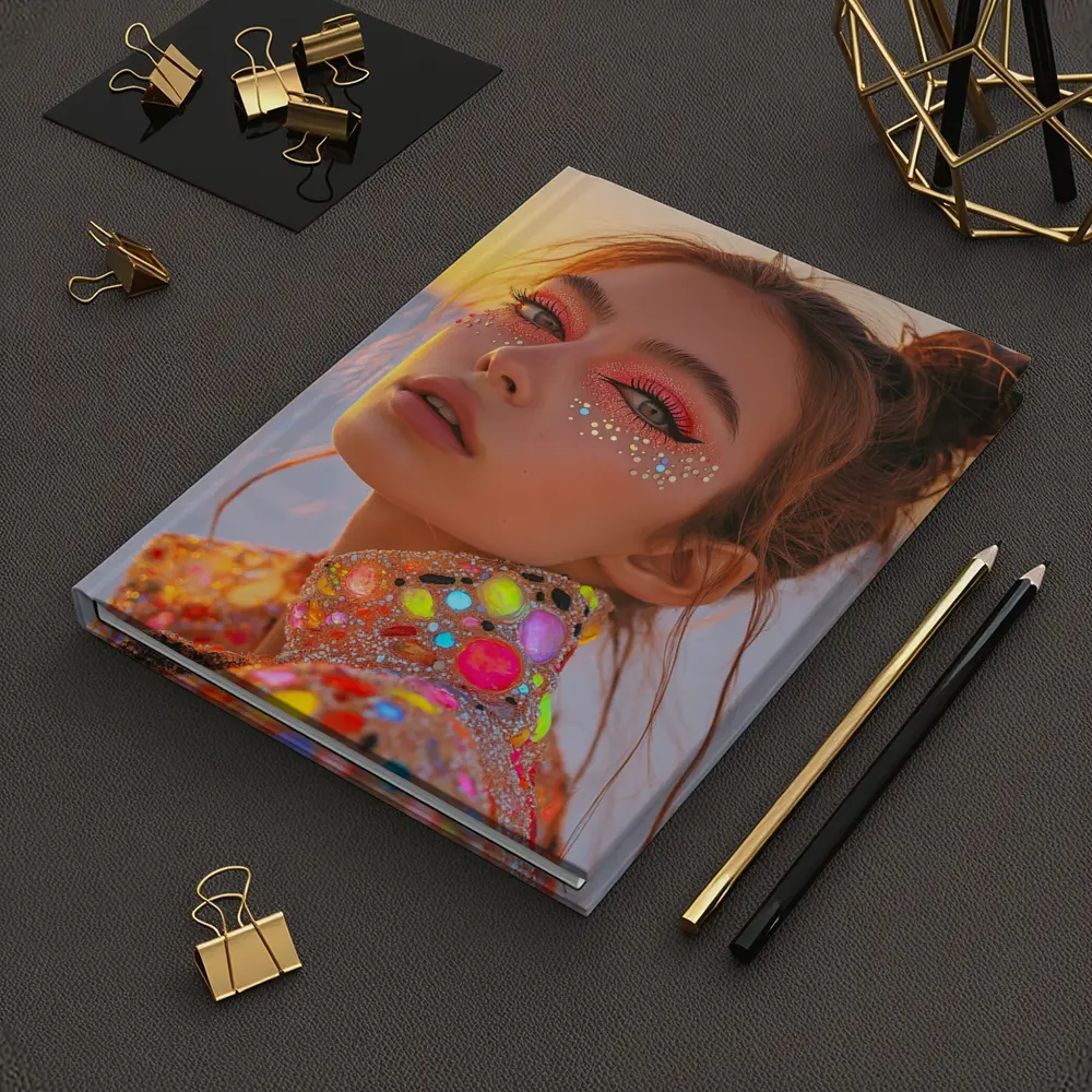 Festival Makeup Woman Gems Sunset Desert – Notebooks