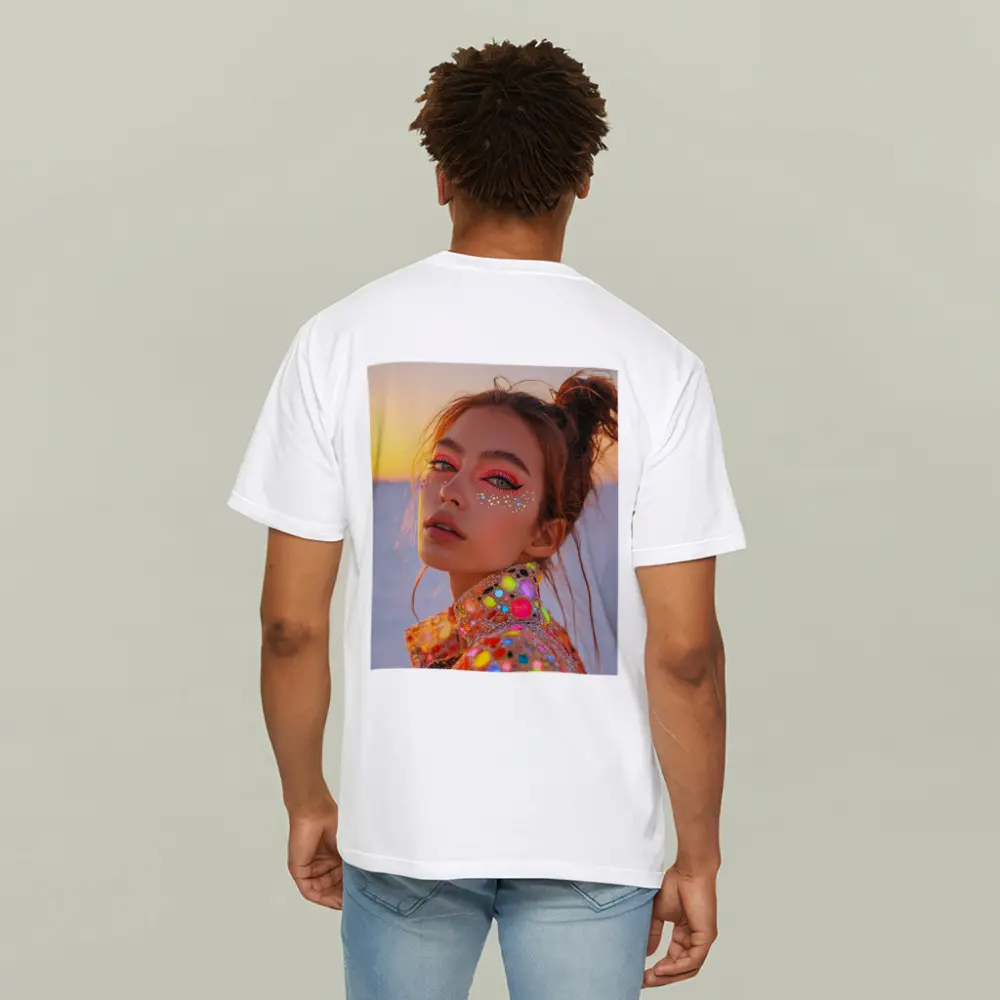 Festival Makeup Woman Gems Sunset Desert – T-Shirts