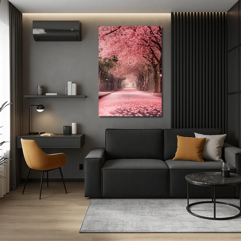 Cherry Blossom Tree Tunnel Pink Petals – Wall Art