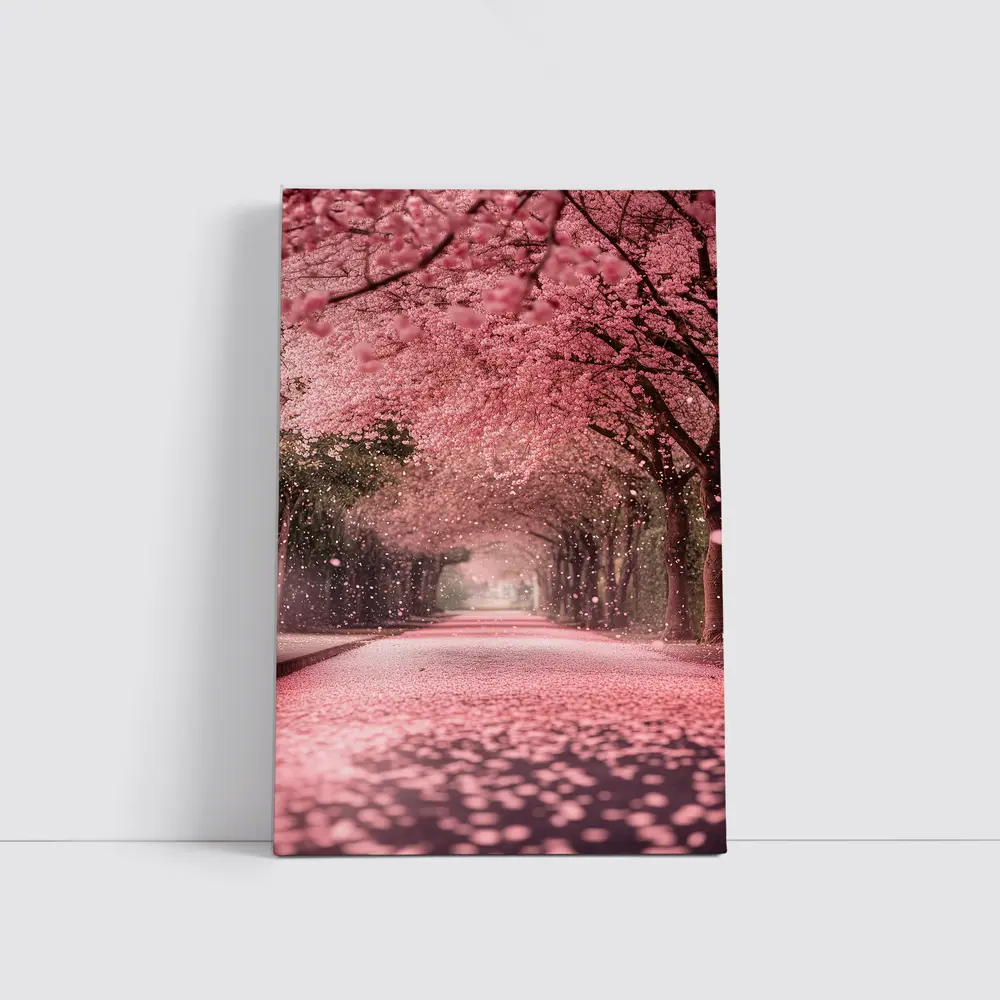 Cherry Blossom Tree Tunnel Pink Petals – Wall Art