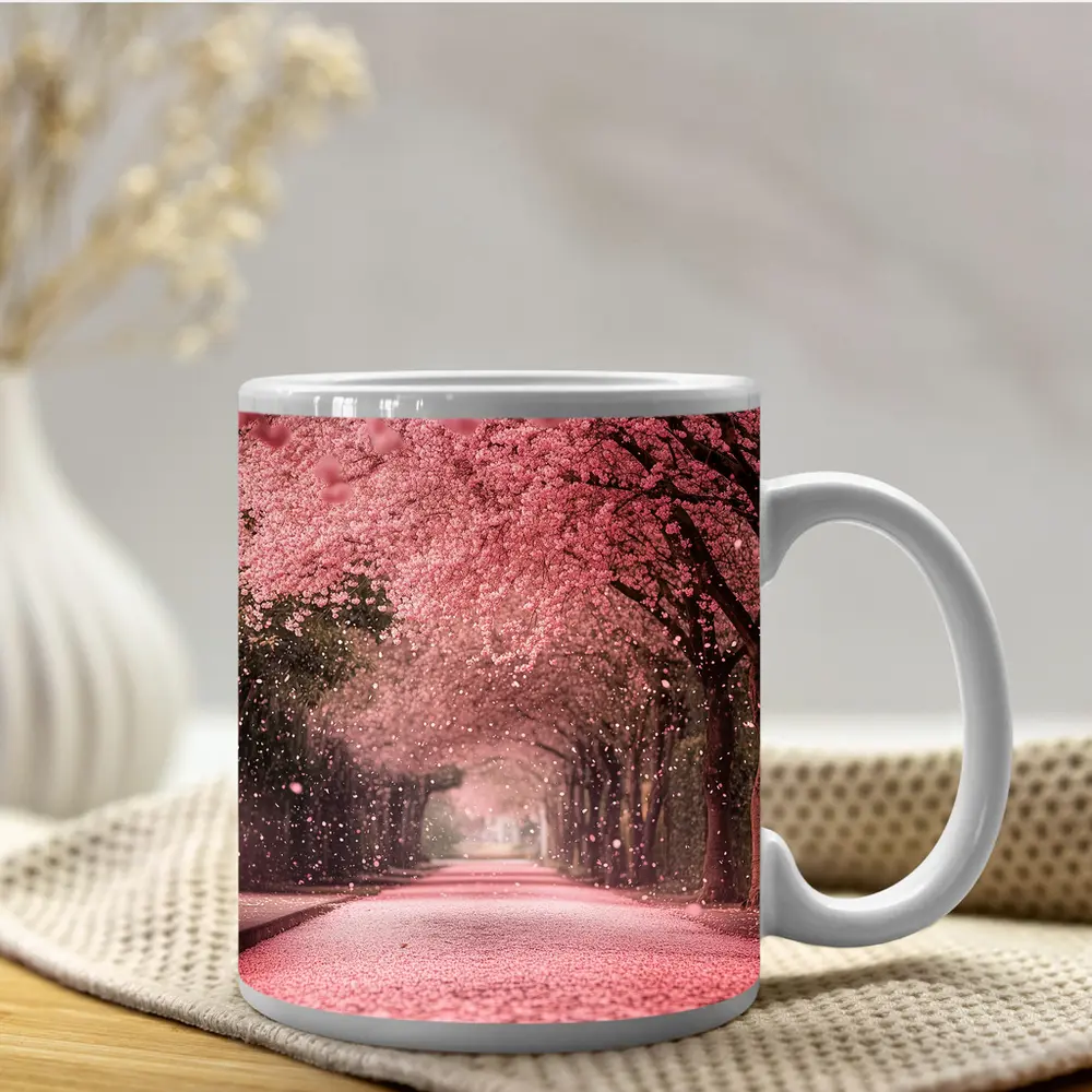 Cherry Blossom Tree Tunnel Pink Petals – Mugs