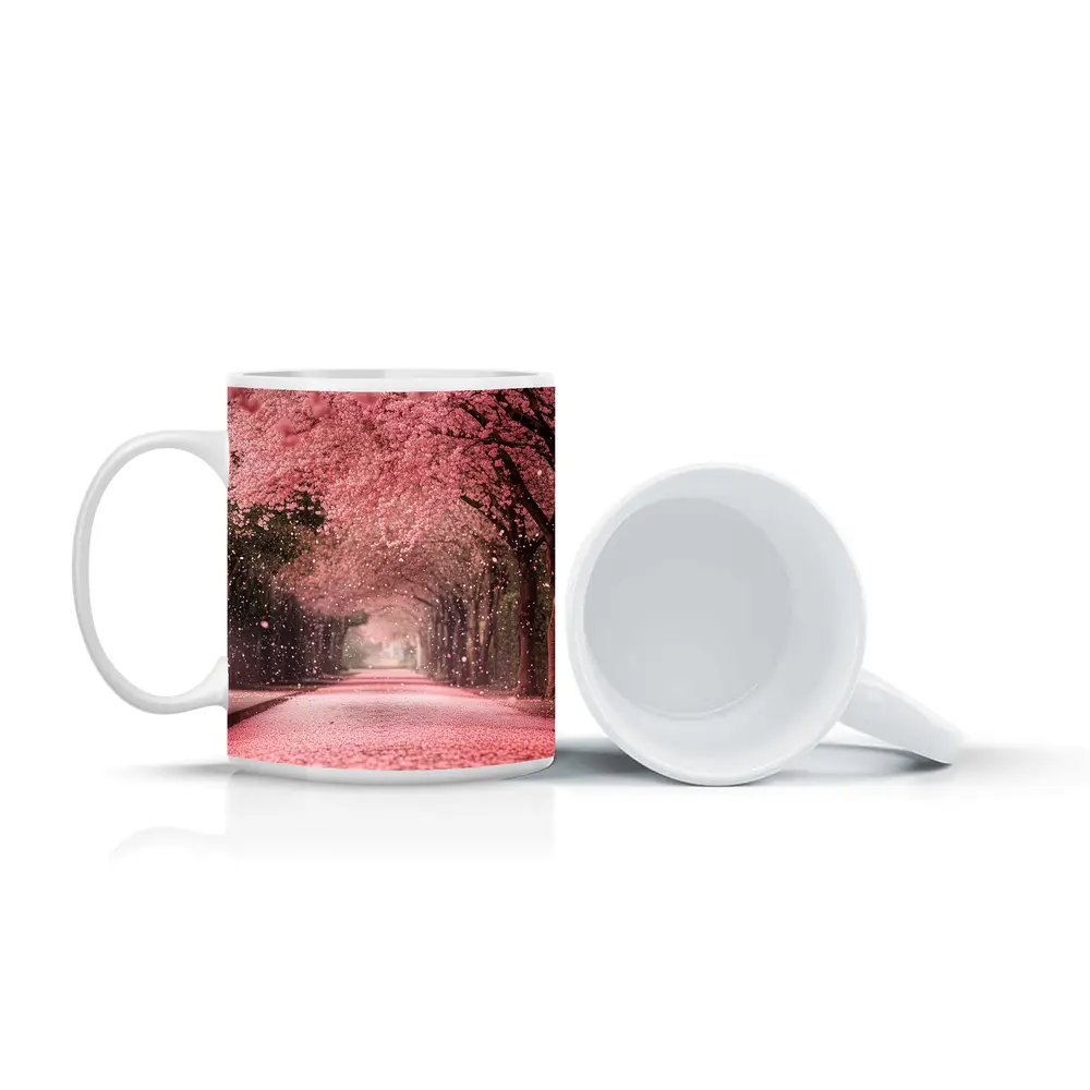 Cherry Blossom Tree Tunnel Pink Petals – Mugs