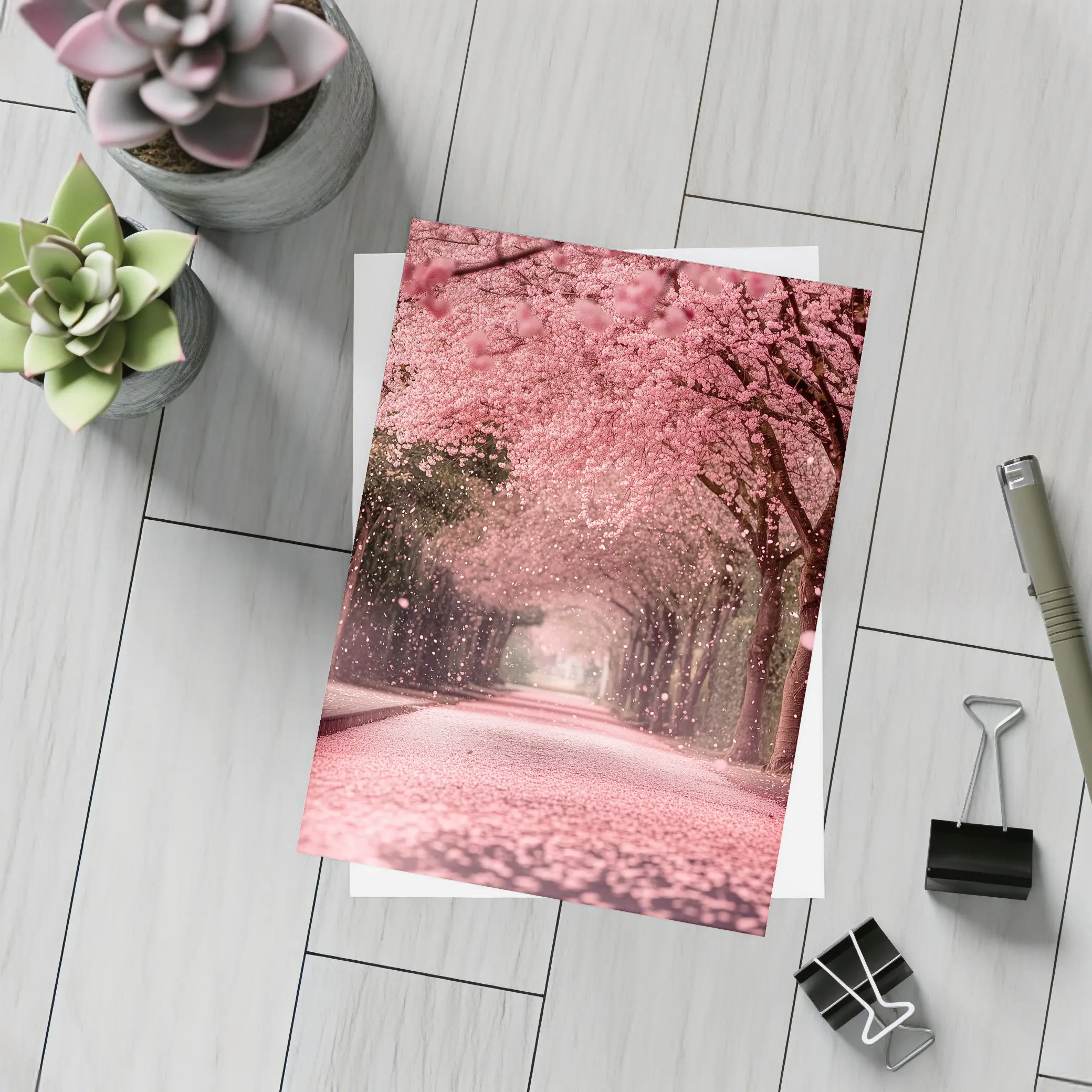 Cherry Blossom Tree Tunnel Pink Petals – Postcards