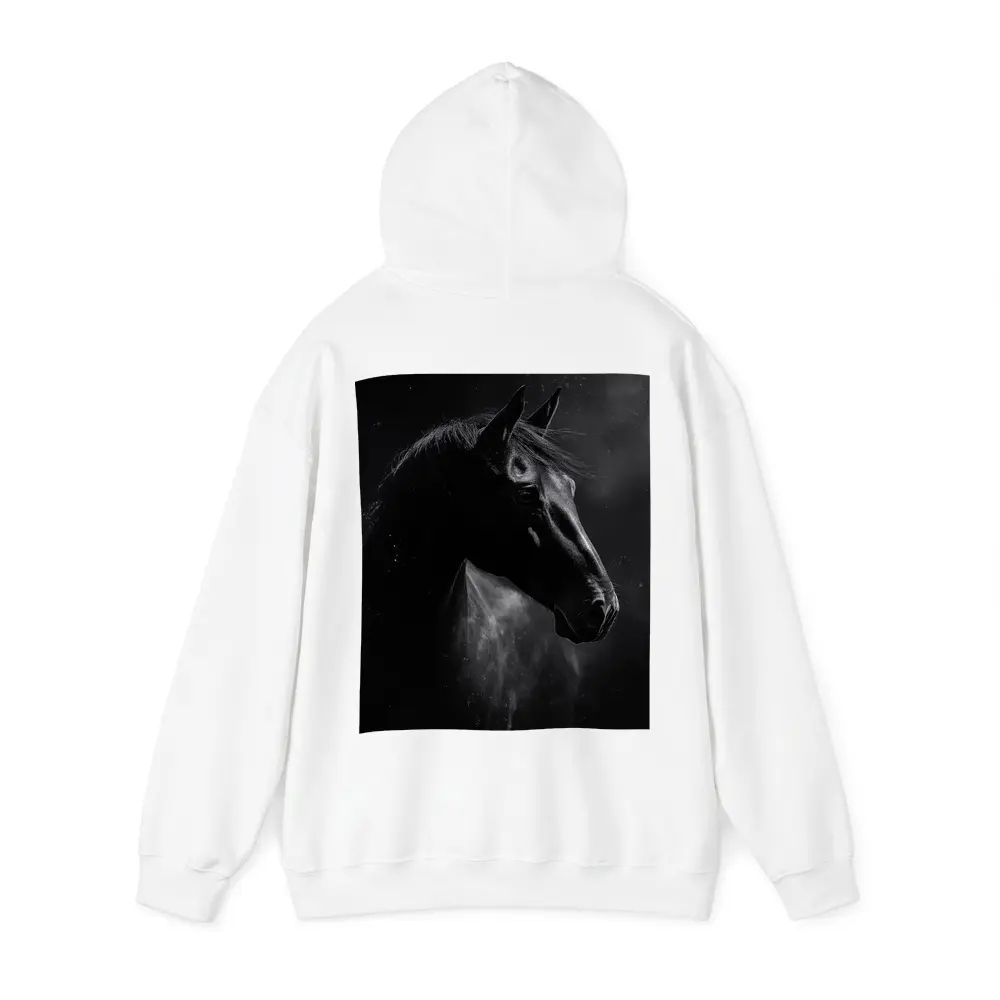 Black Horse Portrait Dark Smoky Background – Hoodies