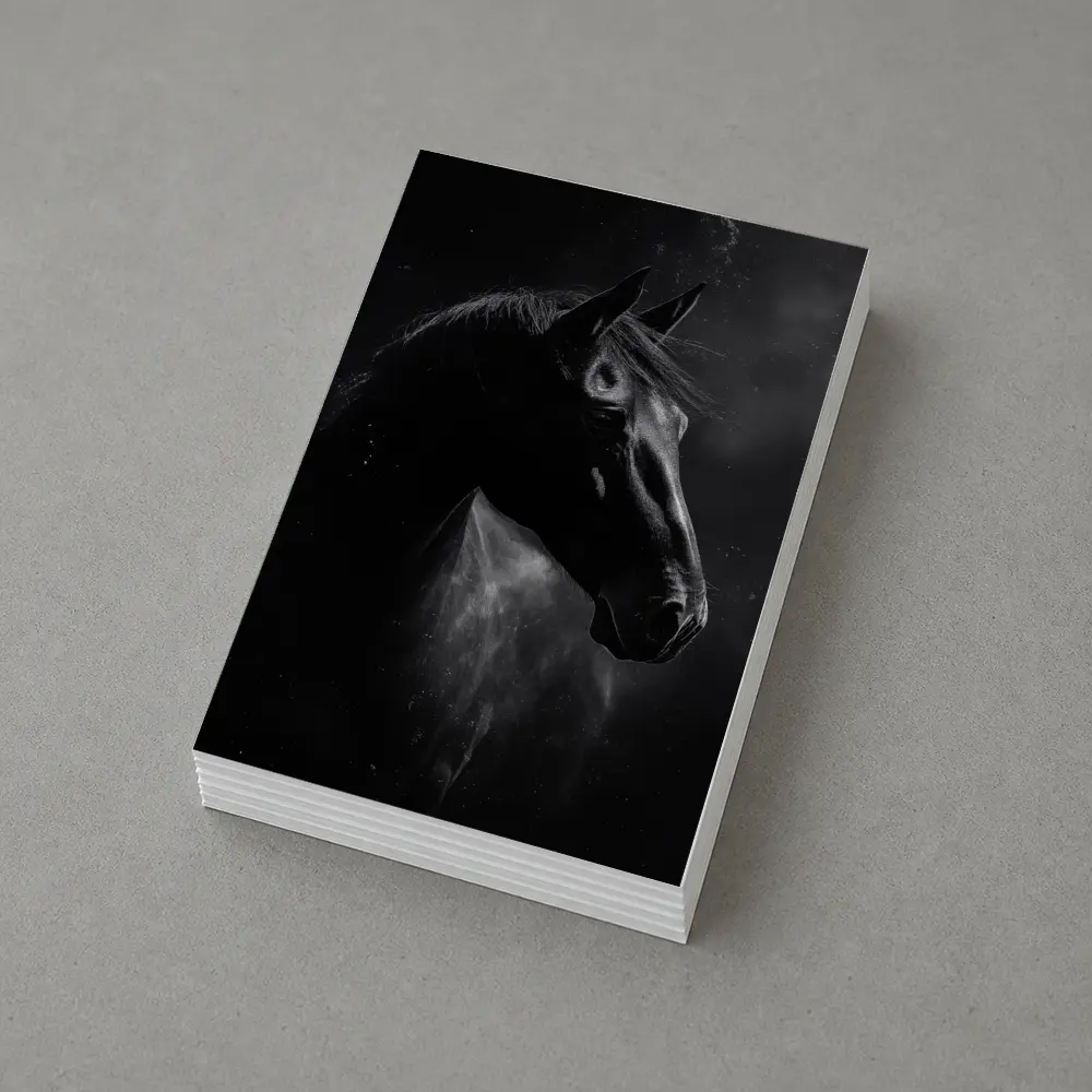 Black Horse Portrait Dark Smoky Background – Postcards