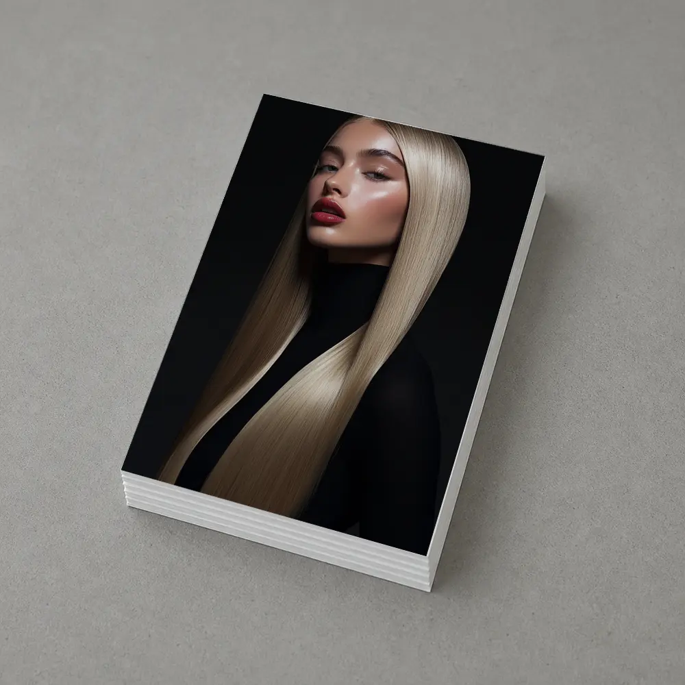 Blonde Woman Red Lips Dark Background Portrait – Postcards