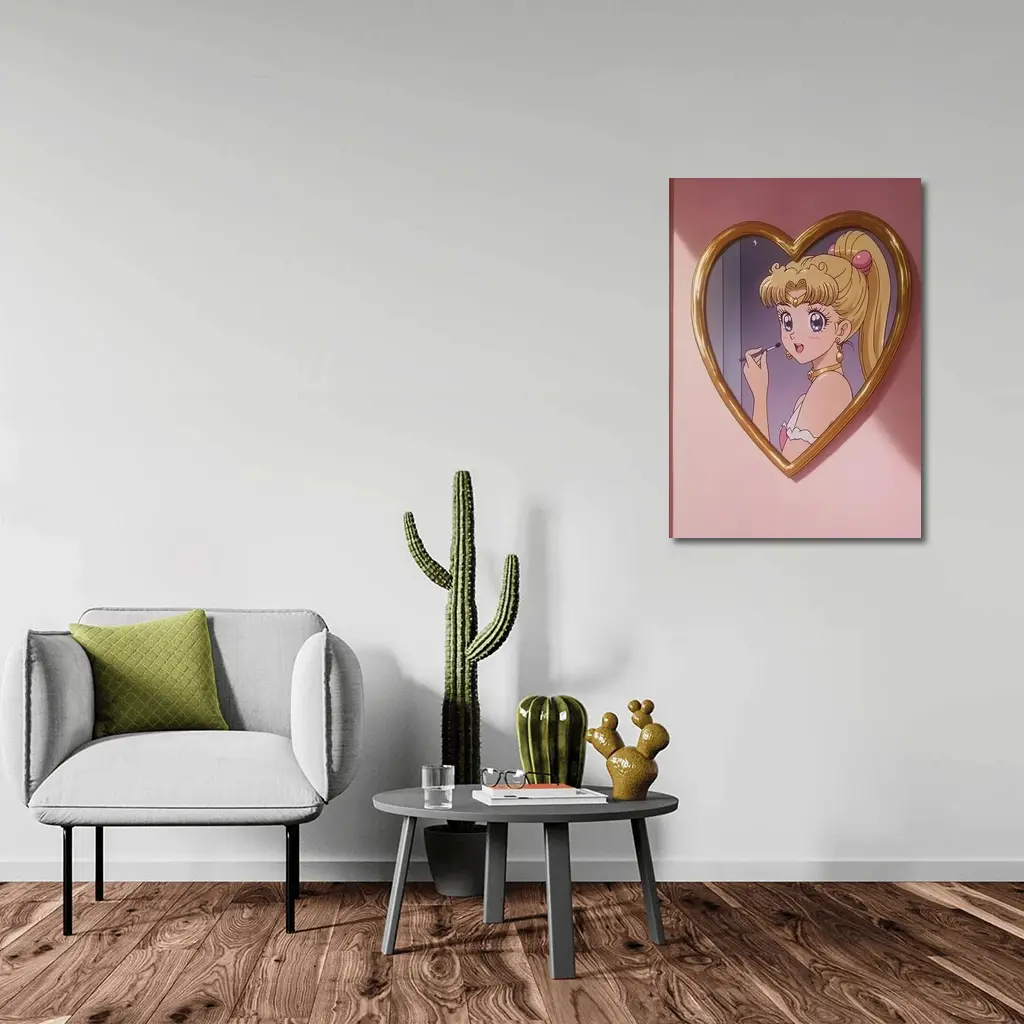 Sailor Moon Anime Girl Heart Mirror Pink – Wall Art