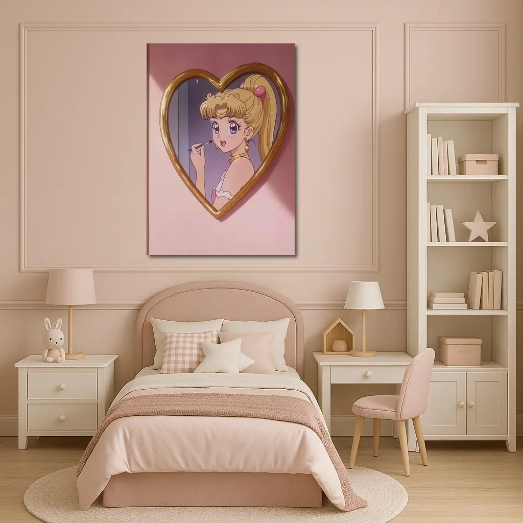 Sailor Moon Anime Girl Heart Mirror Pink – Wall Art