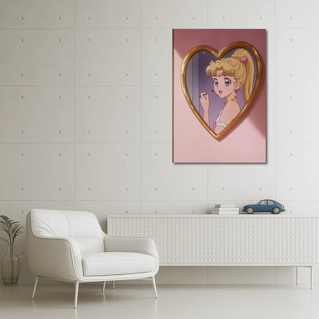 Sailor Moon Anime Girl Heart Mirror Pink – Wall Art