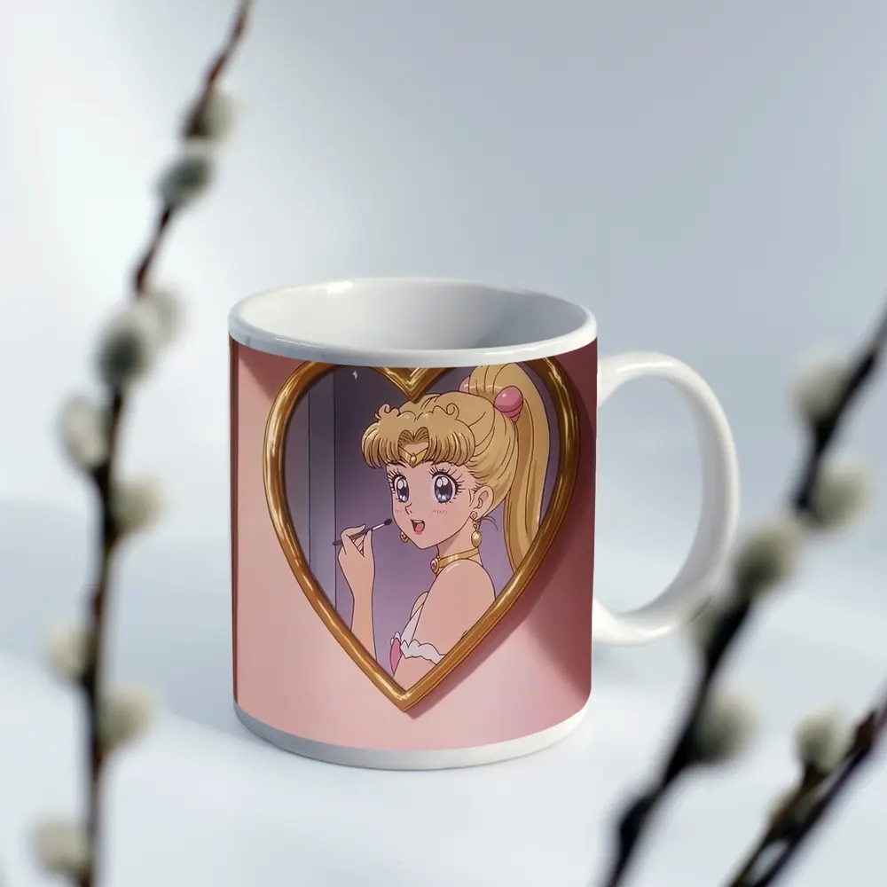Sailor Moon Anime Girl Heart Mirror Pink – Mugs