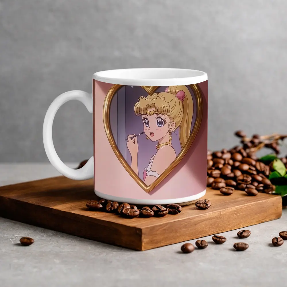 Sailor Moon Anime Girl Heart Mirror Pink – Mugs