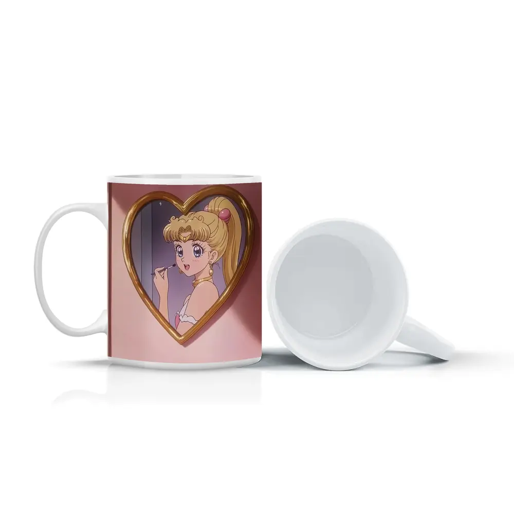 Sailor Moon Anime Girl Heart Mirror Pink – Mugs