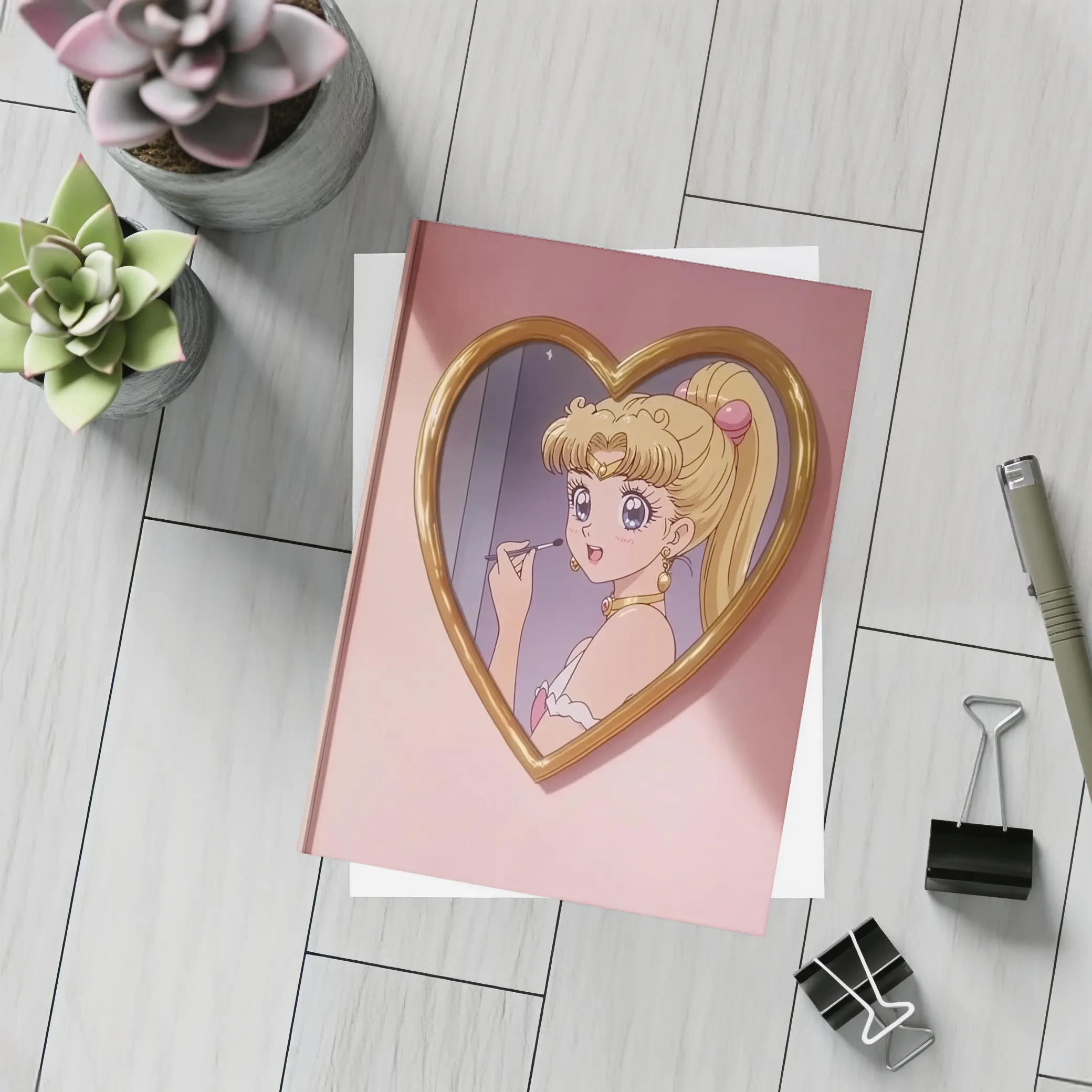 Sailor Moon Anime Girl Heart Mirror Pink – Postcards