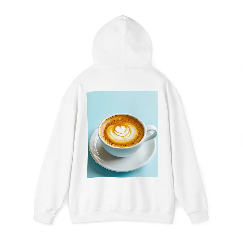 Latte Art Coffee Cup Light Blue Background – Hoodies