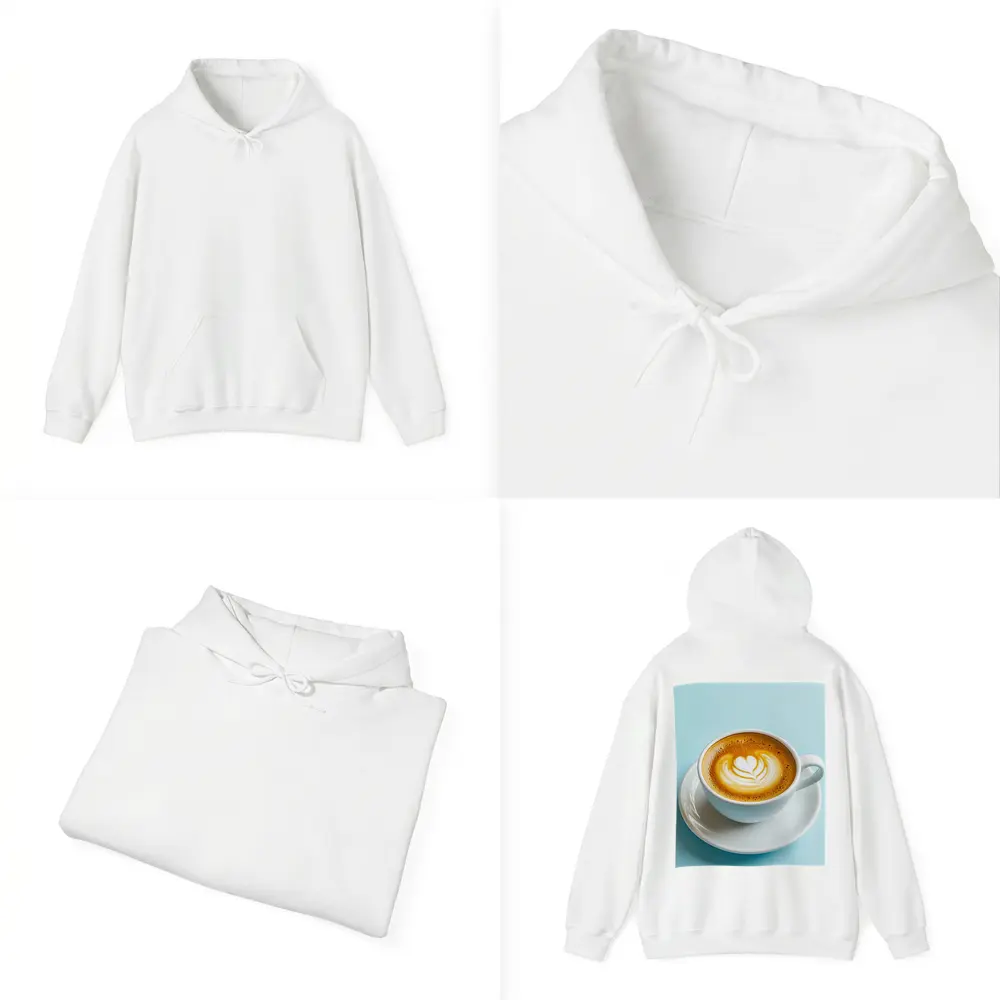 Latte Art Coffee Cup Light Blue Background – Hoodies