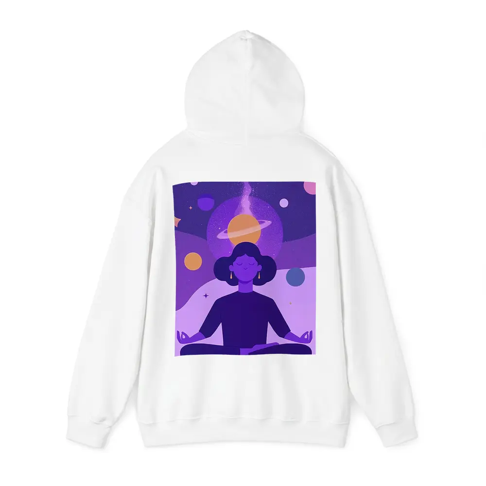 Woman Meditating Lotus Pose Cosmic Space – Hoodies