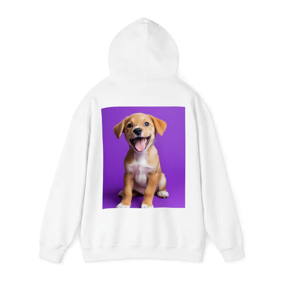 Happy Puppy Dog On Purple Background – Hoodies